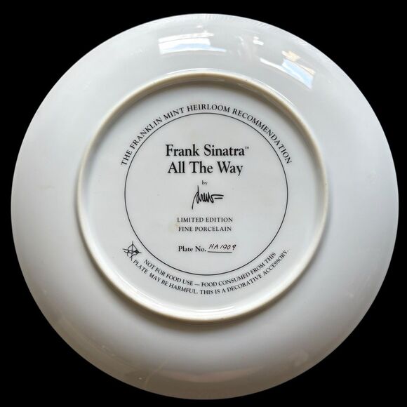 Franklin Mint Sinatra Collector Plates-Set of 4 Numbered Limited-Edition Vintage - Picture 7 of 13